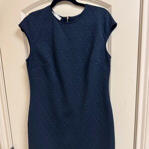Donna Morgan Midnight Blue Textured Dress, size large in women's, short sleeve